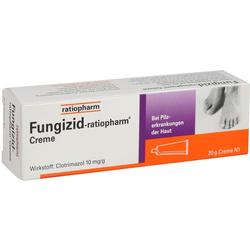 Eine Creme gegen Hautpilze in einer weißen Verpackung.
