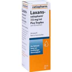 Eine Packung Abführmittel-Tropfen von Ratiopharm zur kurzzeitigen Behandlung von Verstopfung.