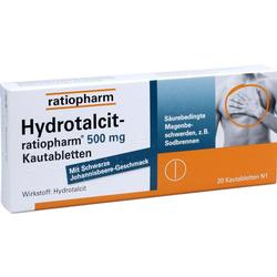 Medikamentenverpackung für Kautabletten gegen Sodbrennen mit Johannisbeergeschmack.